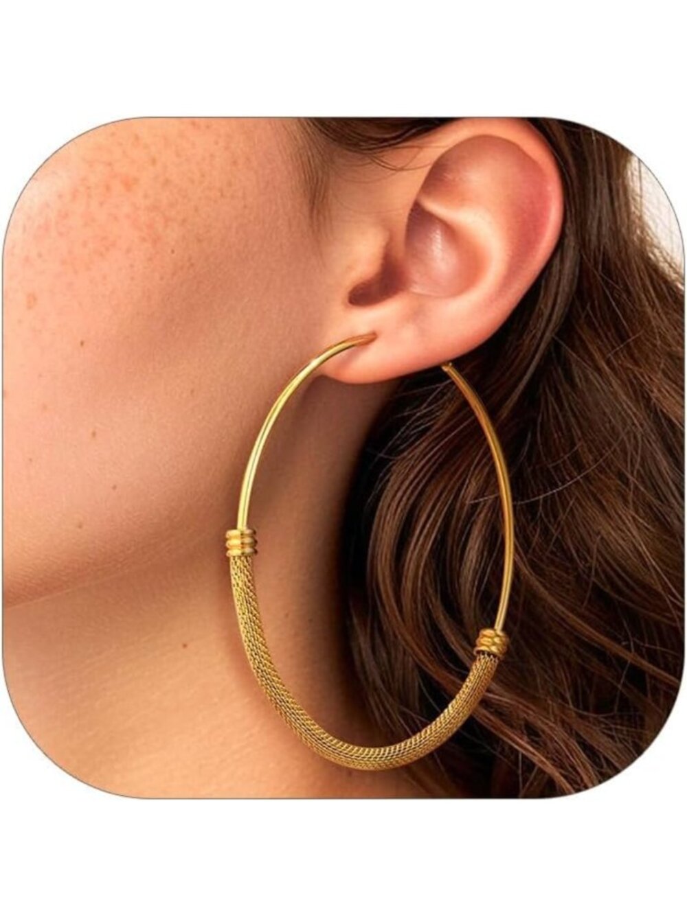 Elegant 14K Gold Plated Hoop Earrings for Women - Durable Stainless Steel Design